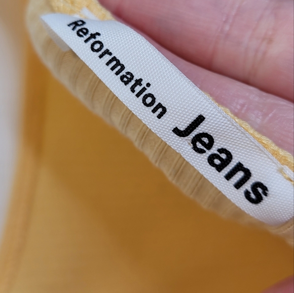 Reformation Liz Tie Shoulder Ribbed Mini Dress S Butter Yellow - Picture 6 of 7